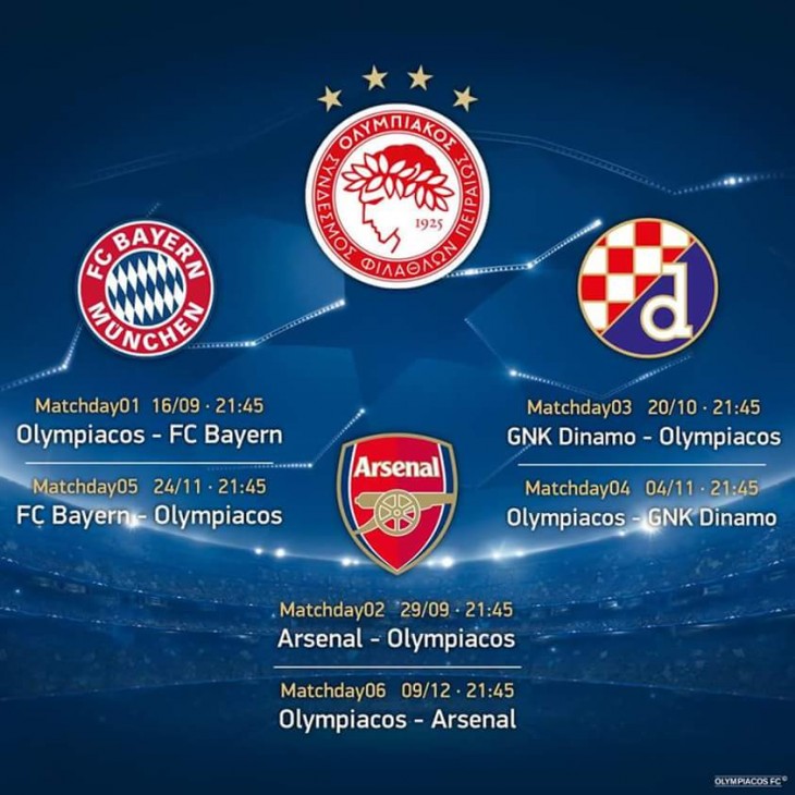 Το πρόγραμμα των αγώνων του Θρύλου στο Champions League